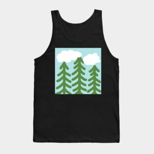 Can’t see the wood for the trees - three lonely pine trees and fluffy white clouds Tank Top